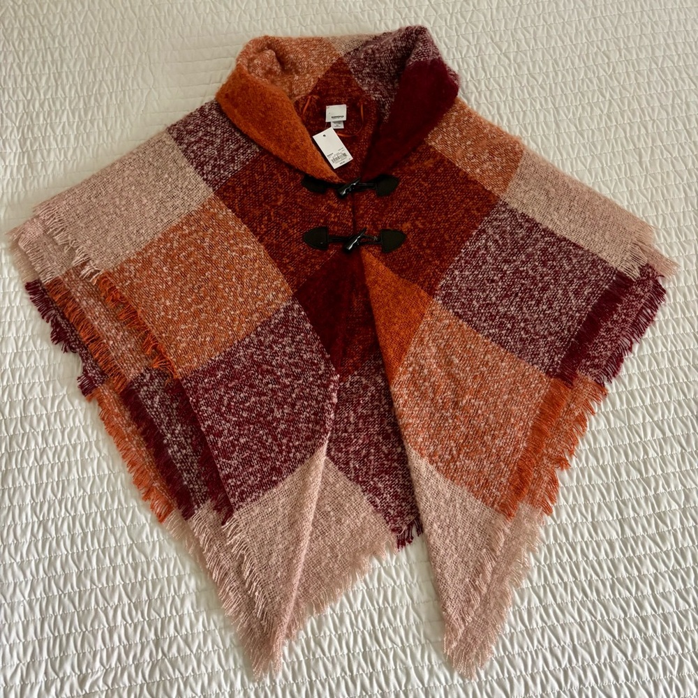 Sonoma Multicolor Plaid Poncho